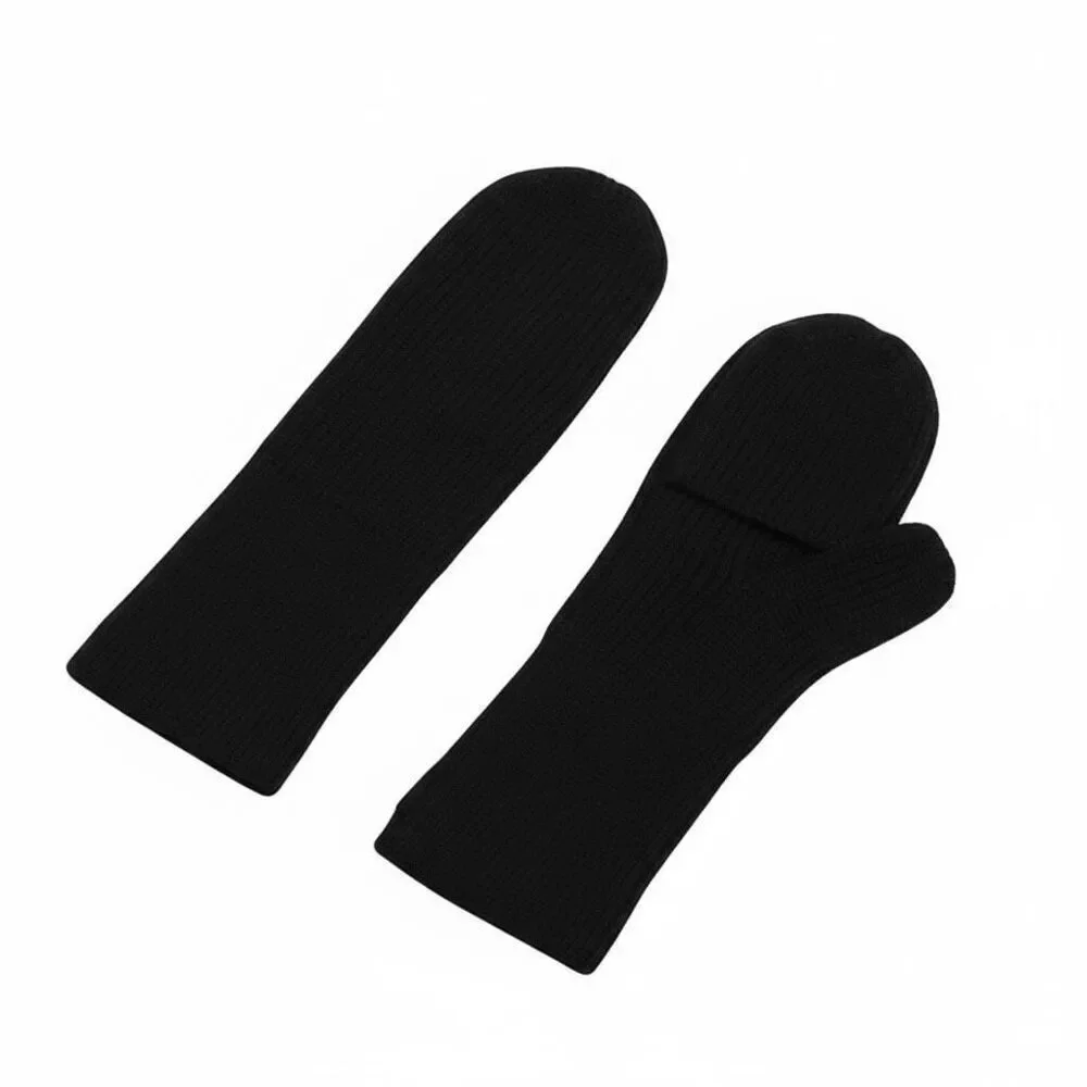 Lululemon Black Ribbed Merino Wool-Blend Mittens XS/S NWT Medium Weight Cozy